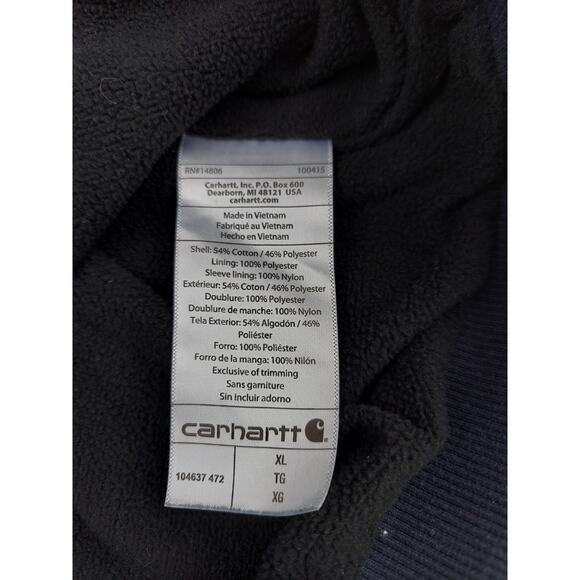 Carhartt Mens Rain Defender Fleece Lined Graphic Full Zip Sweatshirt Navy XL - Picture 5 of 12